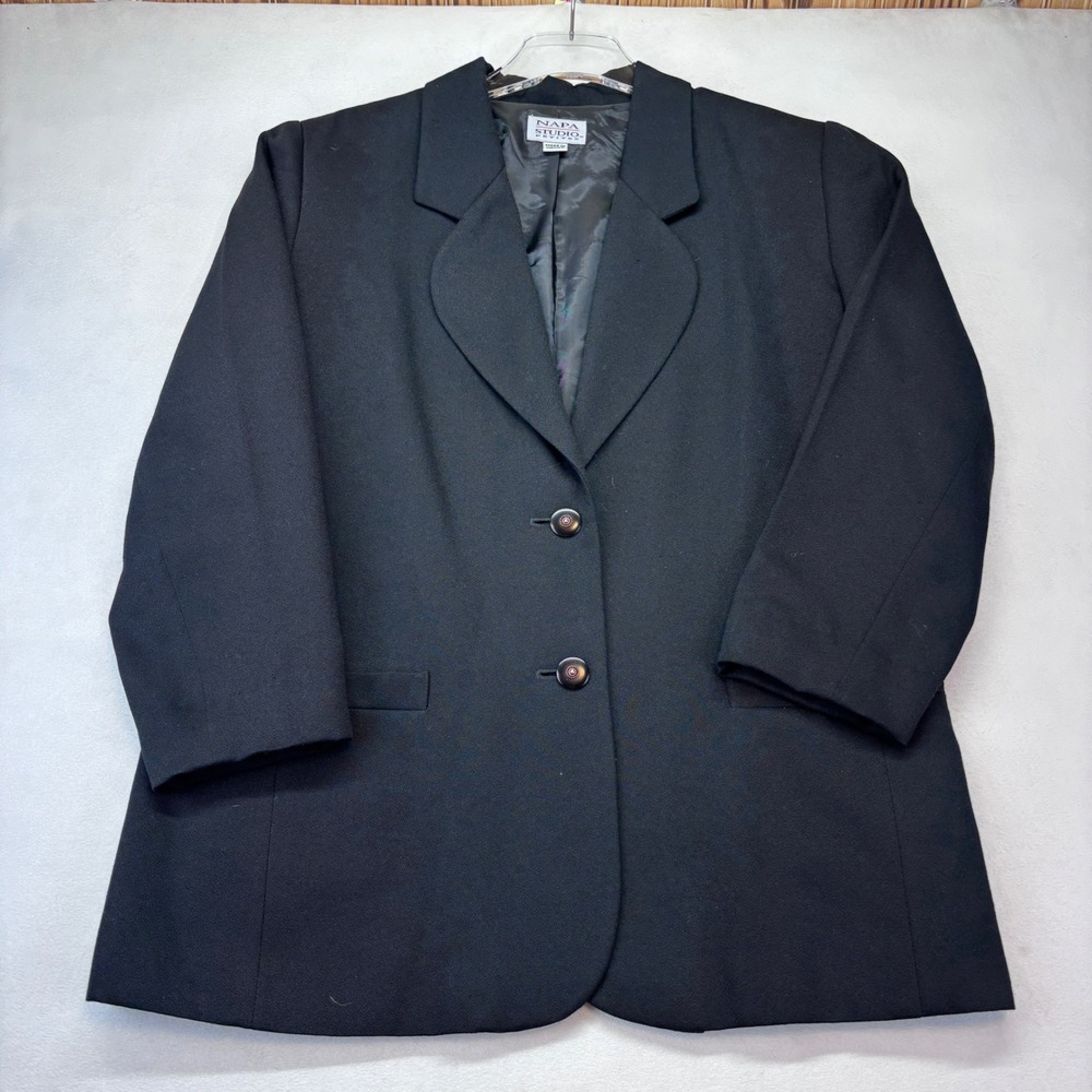 Napa Studio Petite Black Blazer‎ Jacket 12 Tailored Classic Office Career